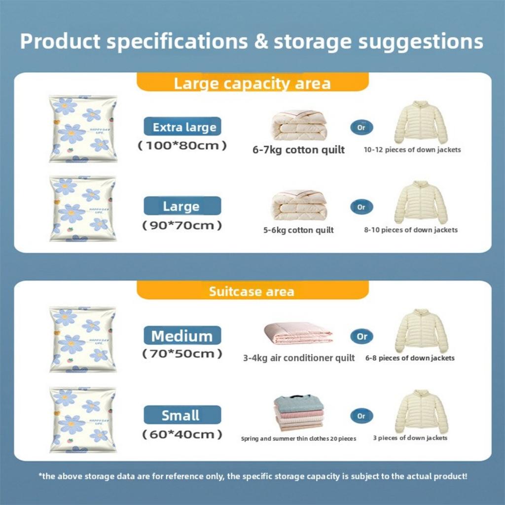 Daisy Style Vacuum Storage Bag, Space Saving Storage Bag, Sealed Bag, Saving 80% of Space, Practical Large Capacity Home Storage Bag