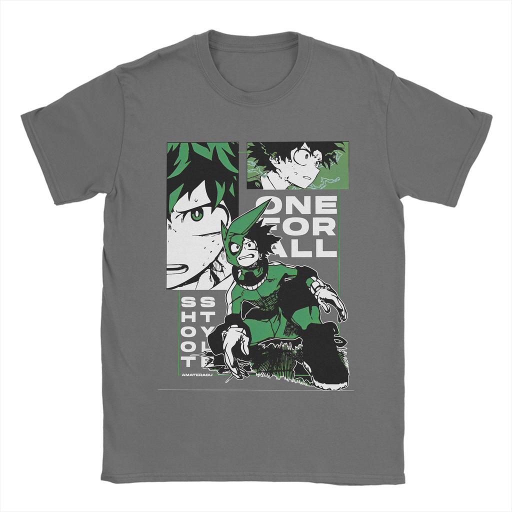 My Hero Academia Deku Anime Tshirt Men's Cotton Top Tee Hip Hop Round Neck Short Sleeve