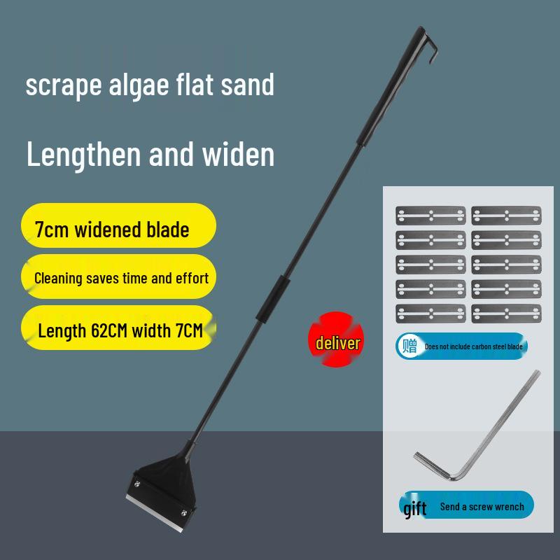Fish Tank Algae Scraper with Extended Handle – Aquatic Plant and Moss Remover Spatula