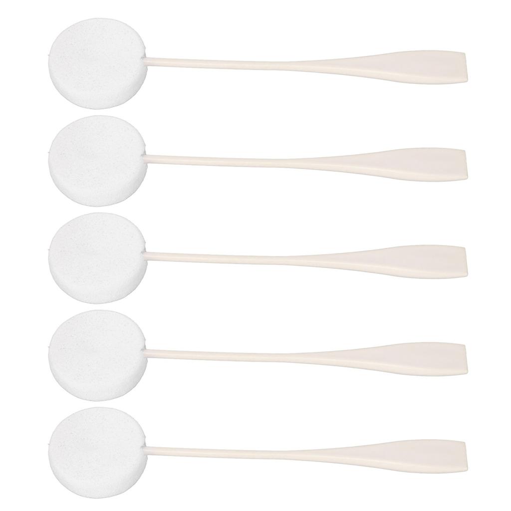 5pcs Lotion Applicator Long Handled Good Water Absorption Soft Powder Puff for Home Use White