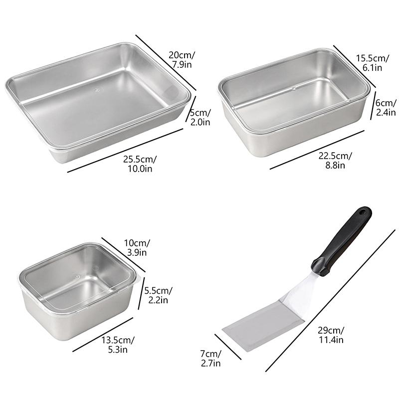 Stainless Steel Tiramisu Mold Cake Tray Cake Shaping Container With Lid Cake Preservation Box Household Dessert Baking Tools