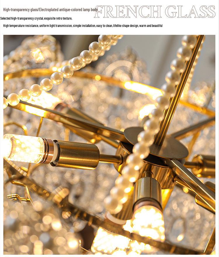 European-Style Postmodern Minimalist Crystal Chandelier for Living Room, Bedroom, or Dining Room