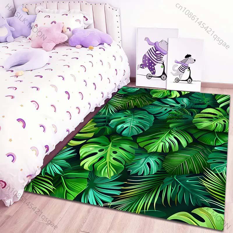 1PC Tropical Rainforest Leaves Carpet for Living Room Bedroom Sofa Home Decor Non-slip Floor Mat Modern Rugs Large Size