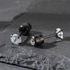 6 Pairs Hypoallergenic Stainless Steel Black Cubic Zirconia Stud Earrings Set For Men And Women Simple Fashion Jewelry
