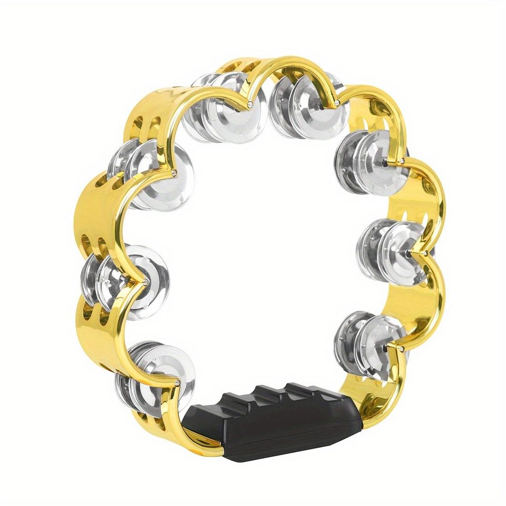 Adult Plated Metal Abs Tambourine Music Rhythm Instrument Handheld Percussion Drum Party Church Wedding Performance Concert