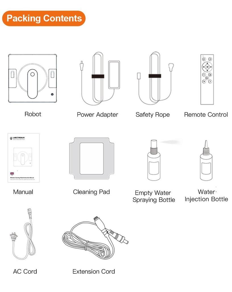 LIECTROUX YW509 Robot Cleaner Window, Double Water Tank, 3000Pa Suction Power, Smart Path Planning, Remote Control