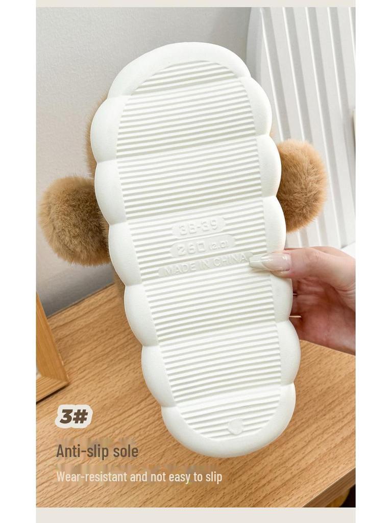 Pantoufles en coton Capybara en peluche: Chaussures d'intérieur confortables à talons antidérapantes pour femmes, automne/hiver