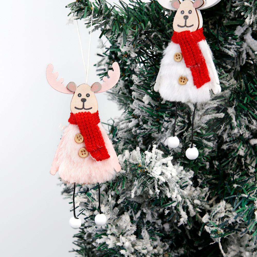 Adorable Christmas Tree Decorations Featuring Cute Plush Reindeer Ornaments In White And Pink