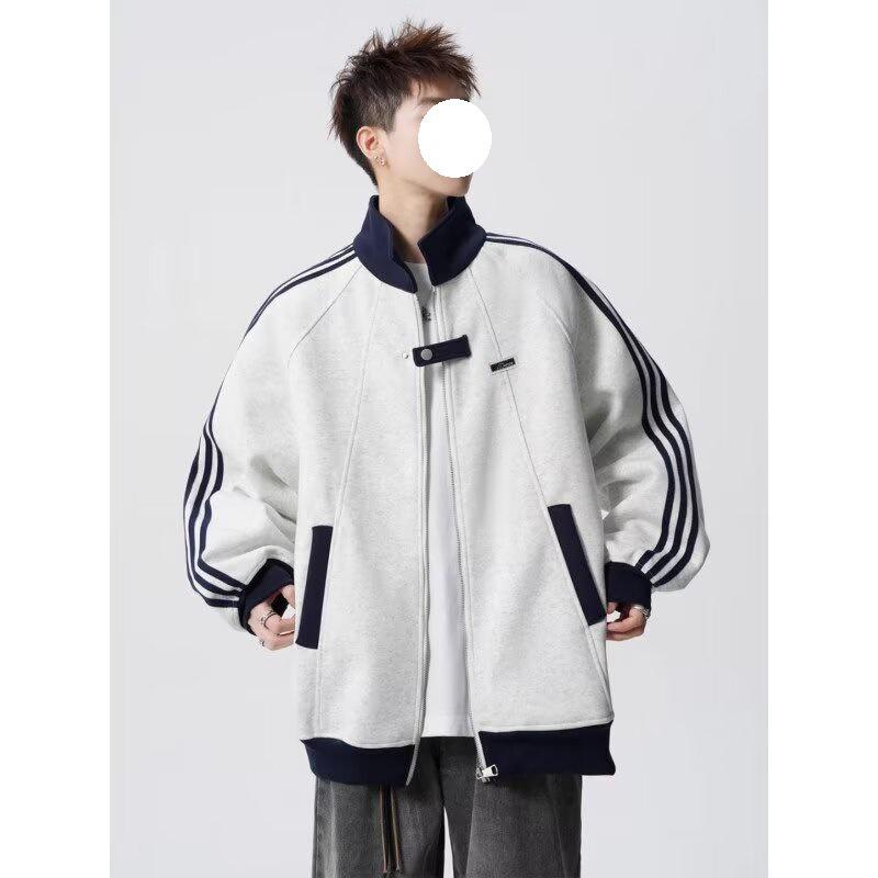 Gestreifte Varsity-Jacke im College-Stil für Teenager: Herbst/Winter Colorblock Patchwork Trend
