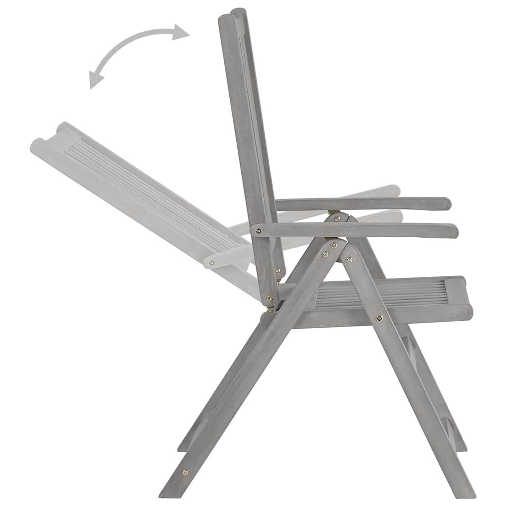 vidaXL Verstellbare Gartenstühle 4 Stk. Grau Massivholz Akazie