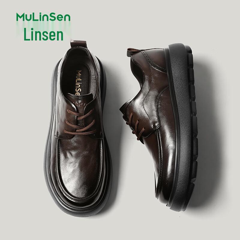 Mulinsen Men s Business Casual Leather Oxford Shoes EU 40 темно-коричневого