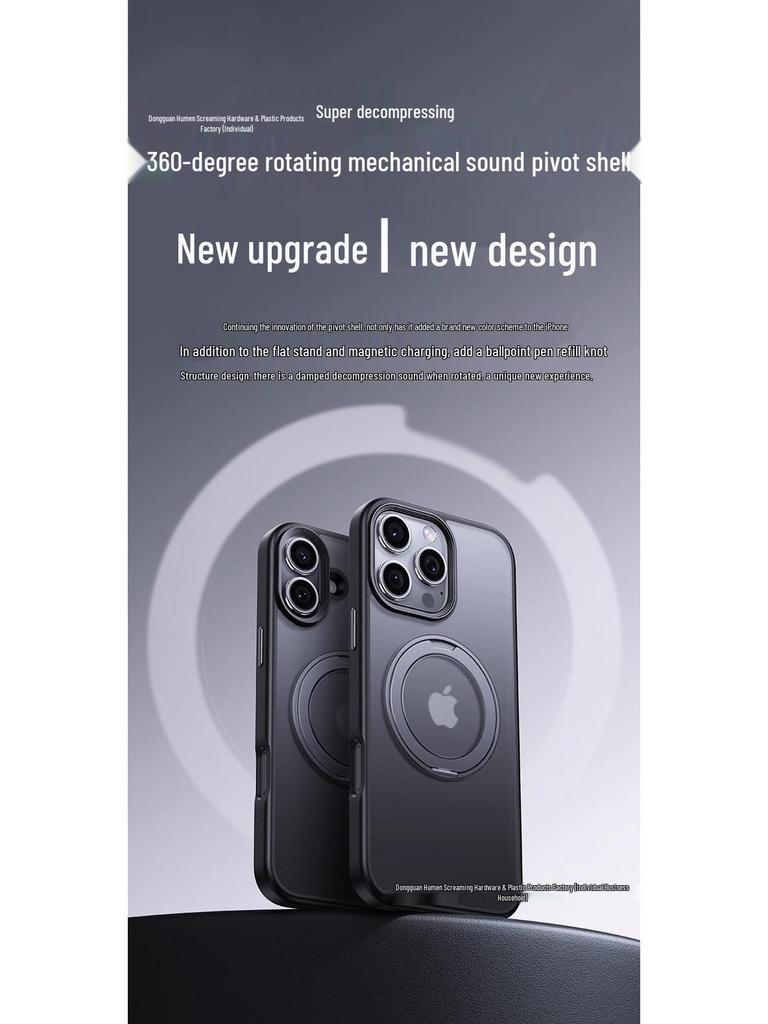 Apple iPhone 16 Pro Max Manyetik Döner Standlı Kılıf - Deri Hissiyatlı Koruyucu Kapak IP17