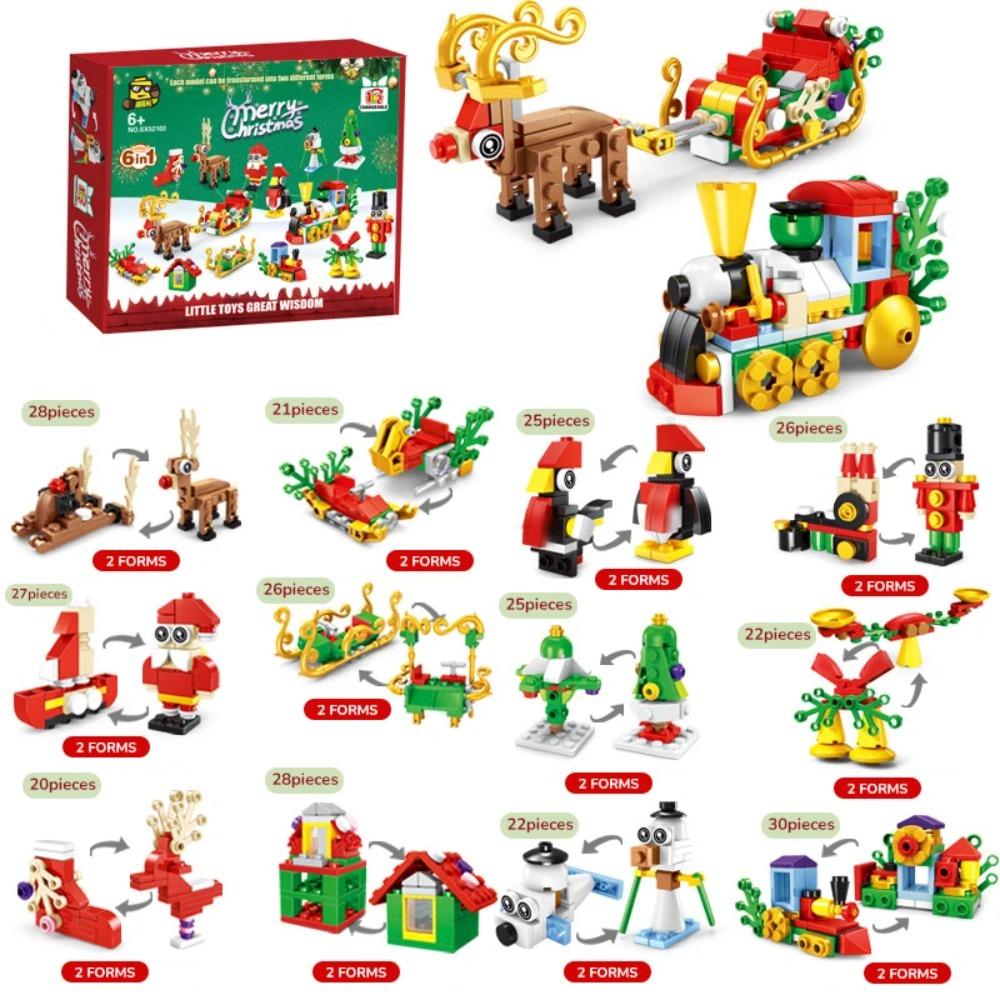 Regali di Natale Serie Micro Blocchi da Costruzione Babbo Natale Renna Puzzle Mattoncini da Assemblare Decorazione da Tavolo Giocattoli Bambini