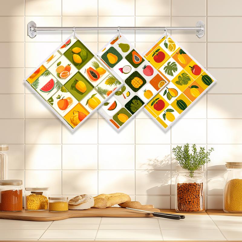 Cleaning Cloth Reusable Kitchen Dish Towels Eco-friendly Microfiber Orange Fruits Print Dishcloths Lint Free Washable Duster Rags Tea Towels 9*7inch