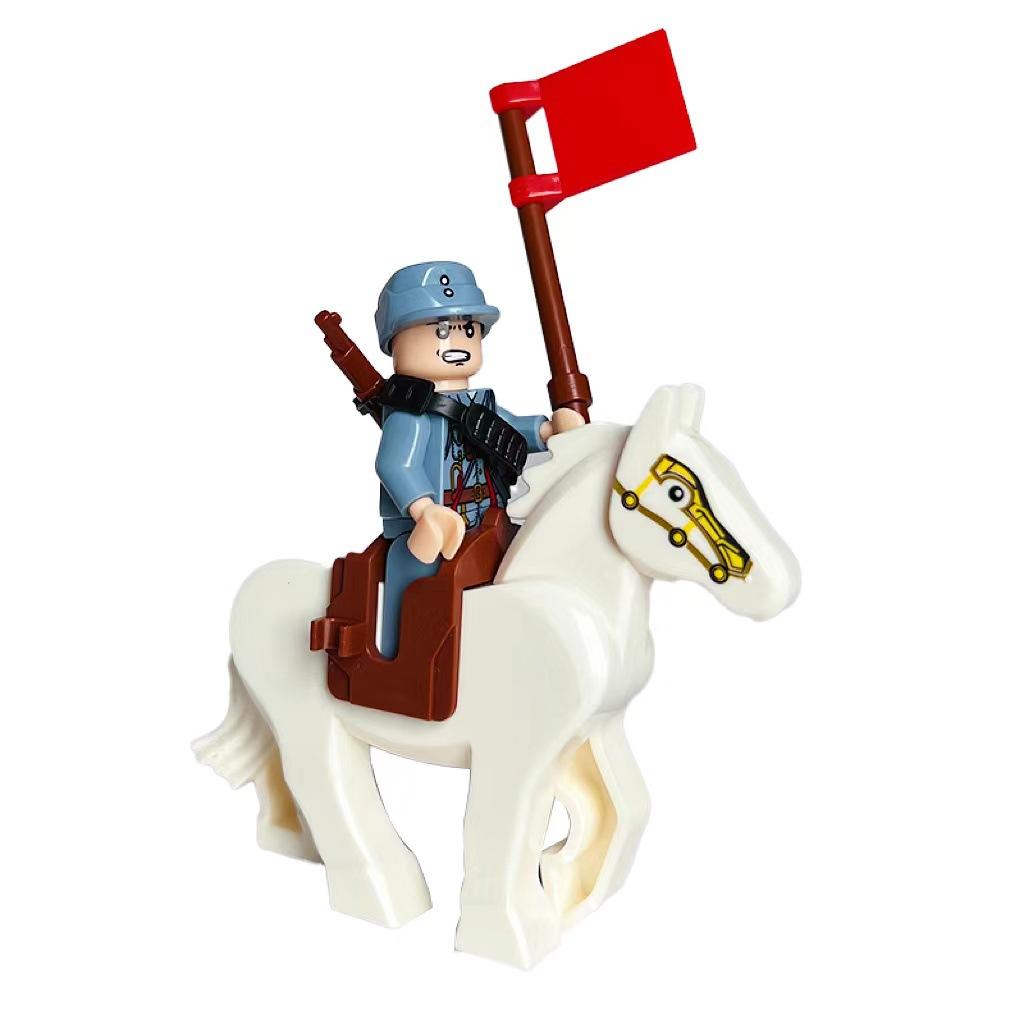 

Building Block Doll Eighth Route Army Horseback Riding Gun Strap Puzzle Children Assembly Model