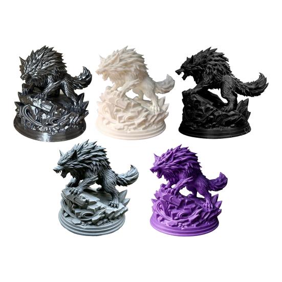 Yangyizhi 3D Printed Wolf Statue, Howling Figurine, Wild On Rock Sculpture, Collectible Animal Ornament for Home Office Desk
