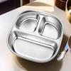 Stainless Steel Dinner Plate with Lids 3 Grid Student Children Dishes Serving Tray Divided Fruit Salad Food Plate Tableware