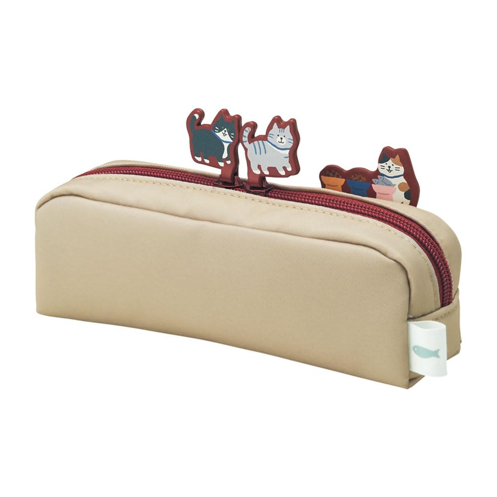 LIHIT LAB Nyan Scene Cat Pen Case Box Pen Pouch Biscuit Beige A2223-16