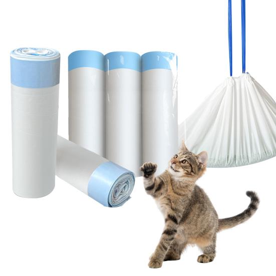 20Pcs Self Cleaning Cat Litter Box Liners Extra Thick Drawstring Trash Bags Leak-Proof Design Garbage Bags