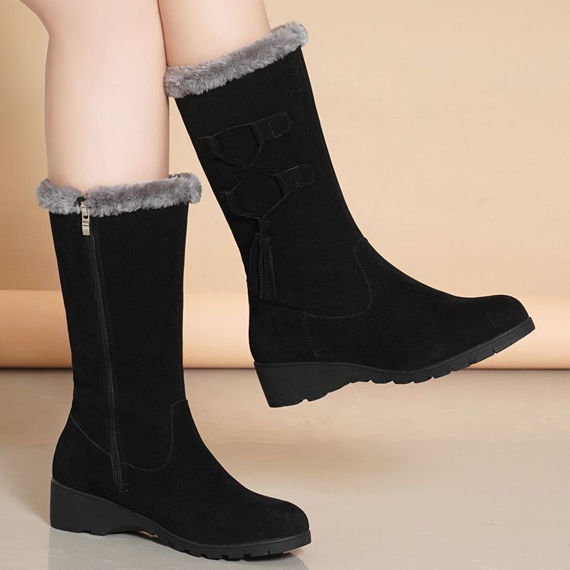 Women's Lightweight Comfortable Thick Sole Cold Warm Padded Snow Boots Non-slip Wear Outdoor Sports Mid-calf Cotton Boots