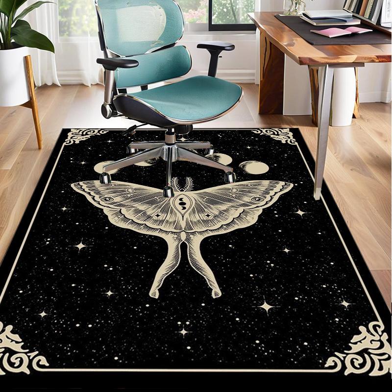 Gothic Moth And Skulls Office Rug Chair Mat, Entryway Carpet, Suitable for Front Door, Bedroom, Living Room, Desk, Holiday Gift