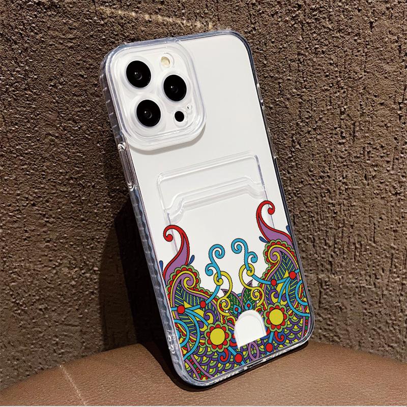 Card Slot Holder Silicone Wallet Pocket Case For Realme 10 C21 C21Y iPhone 14 16 15 Samsung A06 A16 A54 Infinix Note 30 Pro Cover Clear Phone Bumper