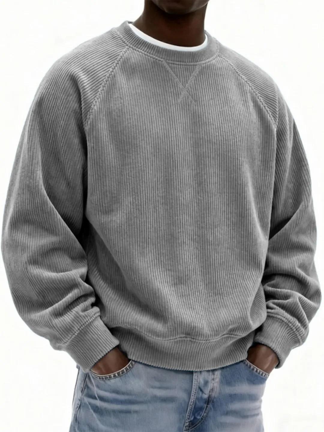 

2025 Men s Fashion Corduroy Hoodie - Casual Round Neck for Spring & Autumn M