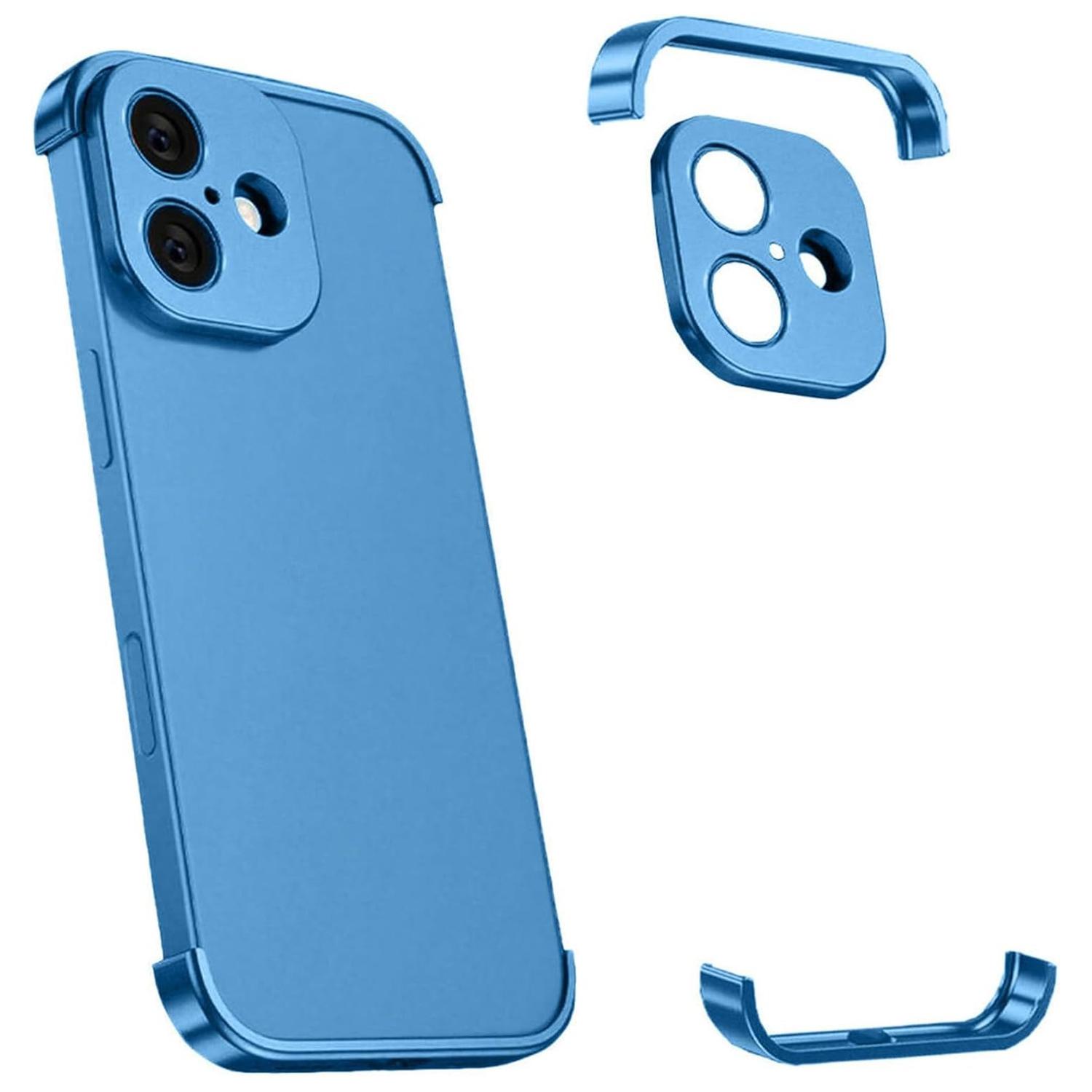 For iPhone 17 Frameless Case Titanium Alloy Phone Corner Pad Bumper Cover with Camera Lens Protector