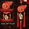 Gold Foil Embossing New Year Decorative Hangings with Tassel Chinese Style Festive Ornaments Bell Pendant
