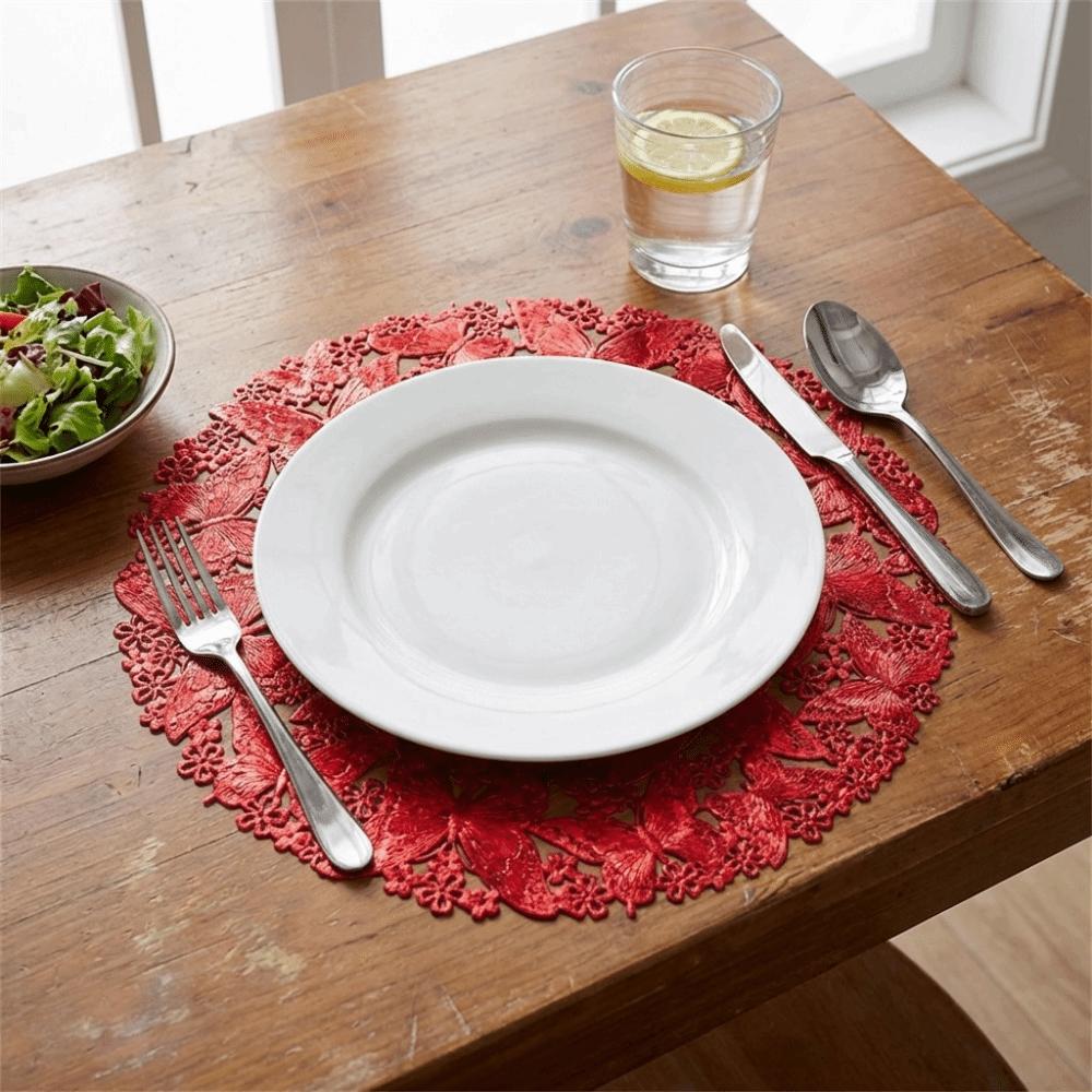 4 Pièces Sets de Table à Manger Papillon Creux Sets de Table Rondes pour Vaisselle Tapis Thermoisolant Table à Manger