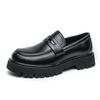 Comfortable Casual Men's Shoes Spring Summer New Style Thick Heel Slip-On Large Size Fashionable All-Match Leather Shoes