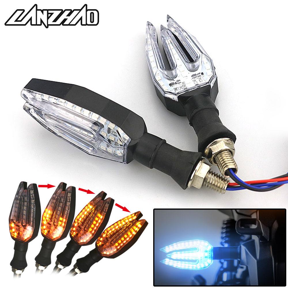 

Пара мотоциклетных светодиодных указателей поворота, трезубец, течет влево и вправо, ходовые огни, индикаторы, поворотники для Honda