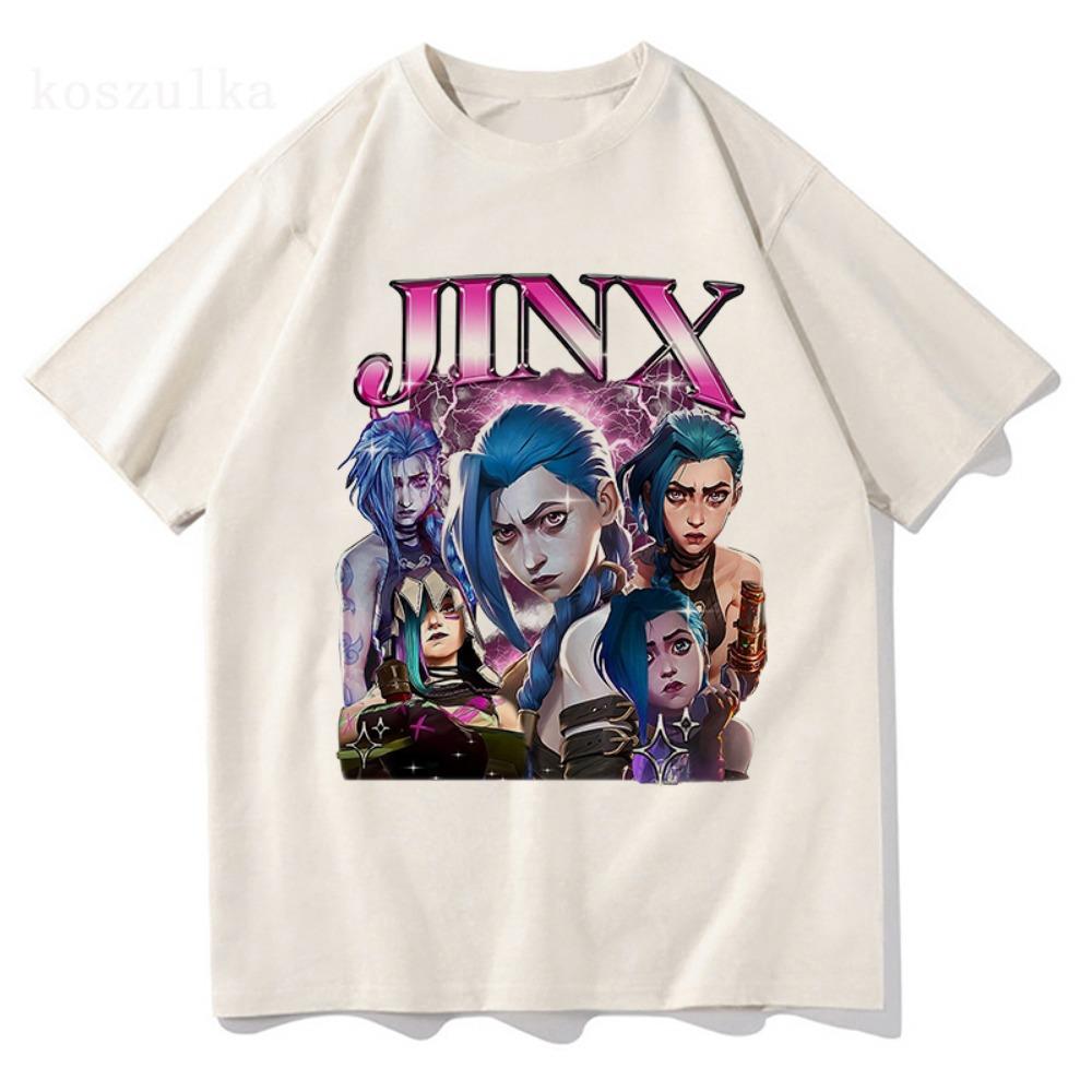 T Shirts Fashion Women Harajuku Aesthetic Retro Anime Vi Jinx Tshirt Unisex High Quality Cartoon Cotton Tee Shirt Tops