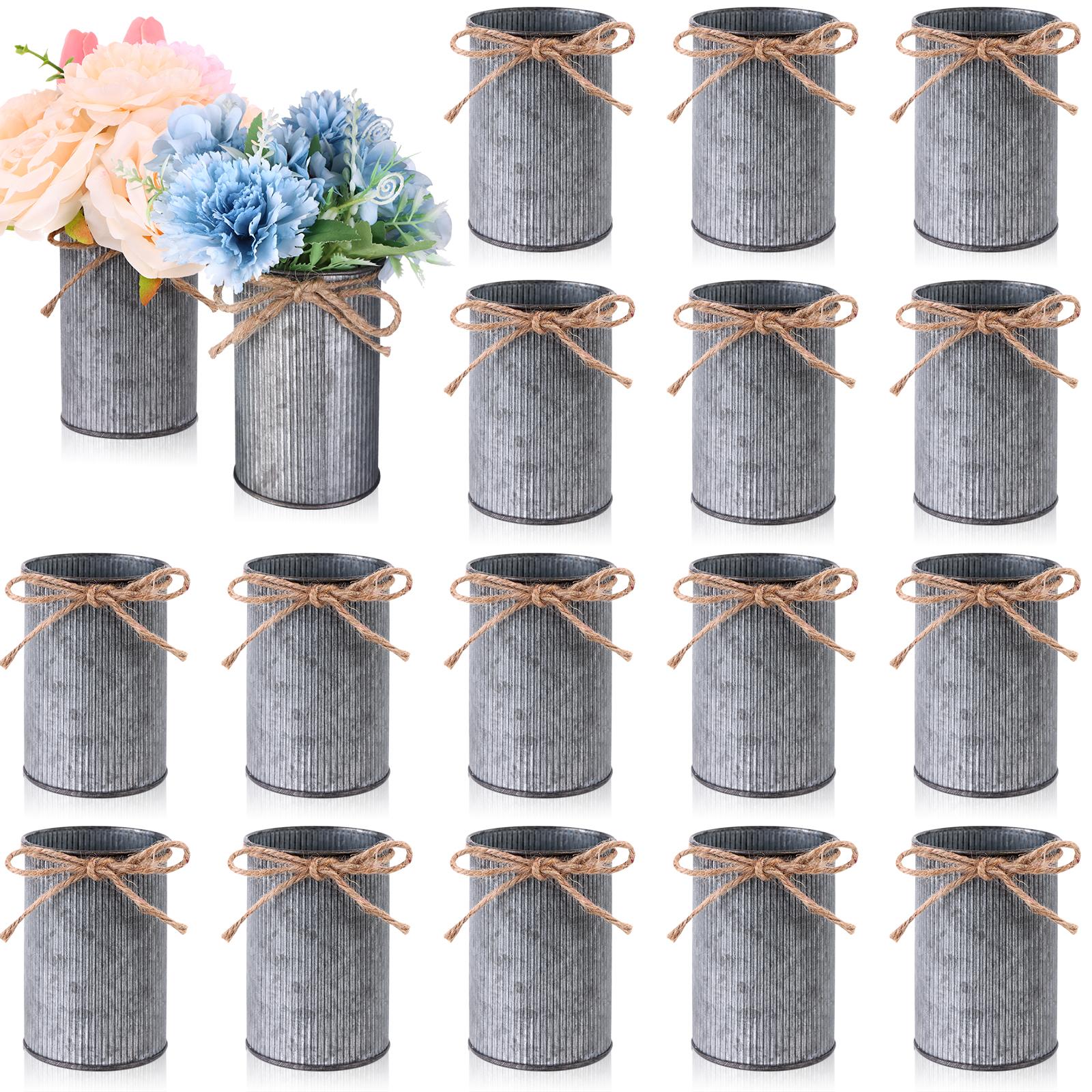 

16 Pcs High Farmhouse Vase Decor 4.33 Metal Flower Vases Iron Rustic Vases With Twine Small Vases Bulk Centerpieces Vases For T армия зеленый