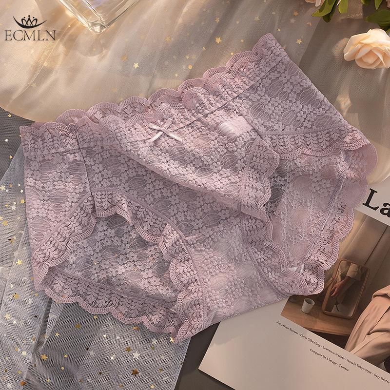 Women's Sexy Lace Underwear Panties Women Mid Waist Summer Seamless Briefs Underwear Underpants Breathable Cotton Crotch Underwear Lingerie