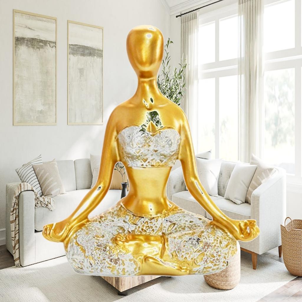 Yoga Lady Figurine Tabletop Ornament Multipurpose Decorative Resin Statue Handicraft for Patio Garden Decor Accessory