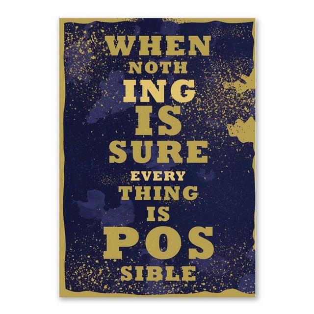 Classical Vintage Living Room Decorative Painting Office Inspirational Sentences Wall Canvas Painting English Alphabet Picture