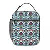 Turkish Iznik Floral Insulated Lunch Bag for Women Kids Leakproof Food Boxes Thermal Lunch Box Tote