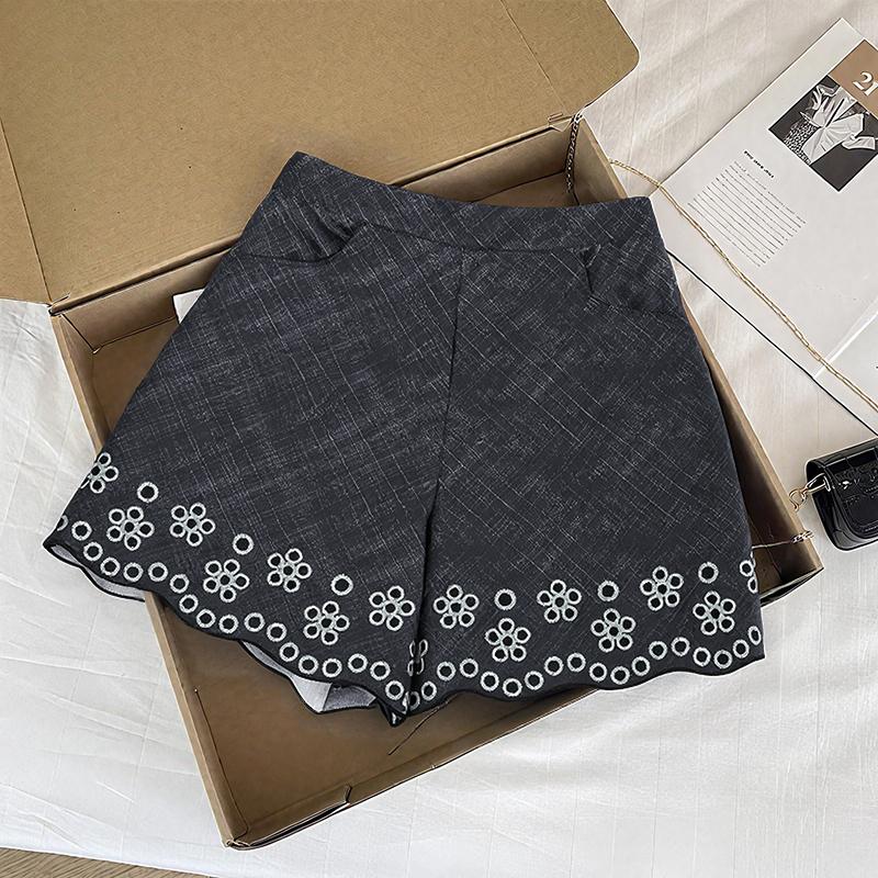 

ZANZEA Женские летние повседневные ажурные цветочные свободные короткие шорты чёрный