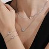 Oumaka Butterfly Zircon Clavicle Necklace & Bracelet Set - 5A Quality, Stainless Steel, Individual Design