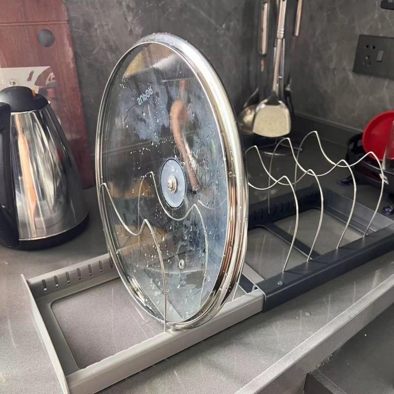 Expandable Adjustable Pan Rack Organizer Modern Simple Design For Kitchen Drawers