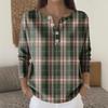 Women's Fashion Long Sleeve Plaid Geometric Print Top Elegant Casual Top