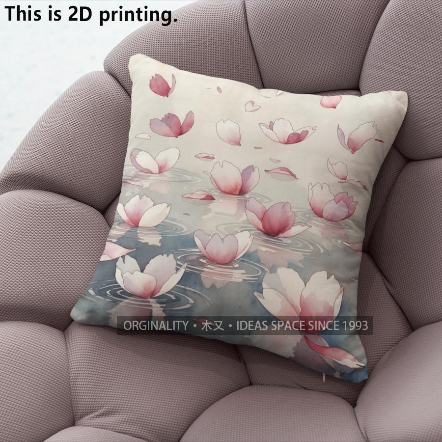 Watercolor Pink Lotus Floral Throw Pillow Covers Pattern Cushion Cover Suitable For Sofa Bedroom Car Pillow Cover