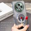 KEYSION Luxury Glitter Jewelled Magnetic Phone Case for OPPO Reno12 F 5G Makeup Mirror Stand Shockproof Cover for OPPO Reno 12F