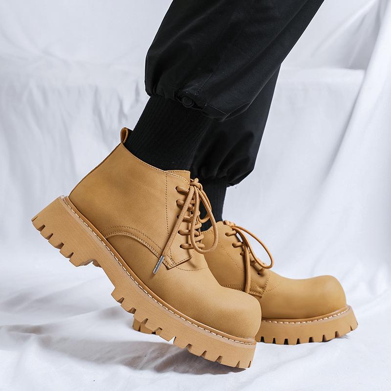 Big head Derby shoes men's platform casual commuting round head 2024 new platform heightening couples tide shoes 18933-R