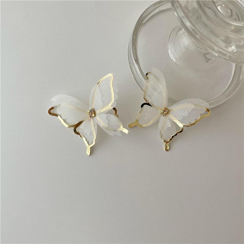 2025 New Y2K Aesthetic Punk Style Liquid Butterfly Earring for Woman Cool Metal Butterfly Earrings Zircon Wholesale