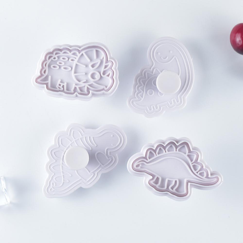 4 ks/sada Vykrajovátka na sušenky s dinosaury, Kreslená forma na pečení, Razítko na sušenky, Forma na sušenky, Zvířecí tvary, Vykrajovátka na sušenky, Pečicí nástroje