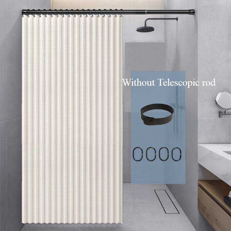 Foldable Shower Curtain with Hooks Bathroom Partition Waterproof Non-woven Fabric Dry And Wet Separation Shower Curtain 120x200cm