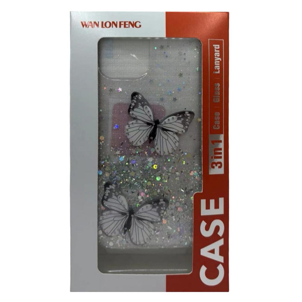 WANLONFENG AW Series for Xiaomi Redmi 13 5G/4G Case with Screen Film TPU Phone Cover PVC Butterfly Epoxy