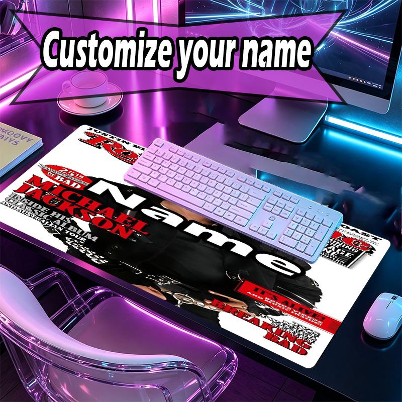 Personalizovaná podložka pod myš s motivem Michaela Jacksona a vlastním jménem, Podložka na stůl pro notebook PC, Dekorativní podložka na stůl pro domácnost, Podložka pod klávesnici, Dárek